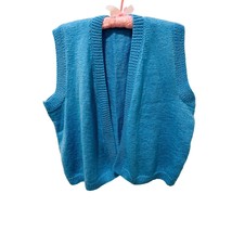 Open Cardigan Vest Powder Blue VTG Grandma Core - $19.79