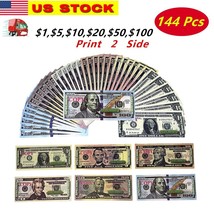 144 PC Educational Play Money Set, Print 2 Side - Bills of $1-$100 Actual Size - £7.97 GBP