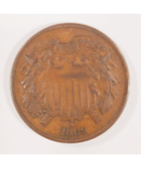 1869 Two Cent Piece in Fine+ Condition, All Brown Color, Readable &quot;WE&quot; - €46,20 EUR