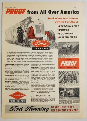 1949 Print Ad Ford Tractors Pulling Farm Equipment Dearborn Motors Detroit,MI - £13.14 GBP