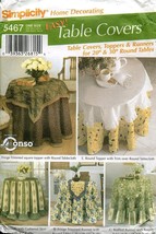 Simplicity Sewing Pattern 5467 Table Covers Toppers Runners 20" and 30" - $8.15