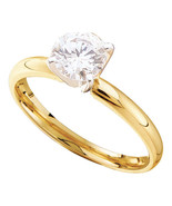 14kt Yellow Gold Womens Round Diamond Solitaire Bridal Wedding Engagement R - £279.93 GBP