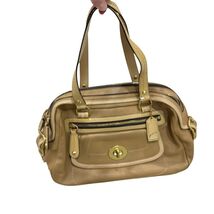 Coach Tan Leather Satchel Bag With Multiple Compartments &amp; Gold Hardware - €53,58 EUR