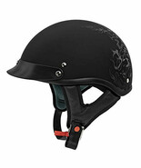 VCAN Cruiser Solid Flat Black Half Face Motorcycle Helmet (Scramble Line... - $4,104.72 MXN