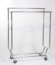 Dual Rail Folding Garment Rack (Chrome) (66&quot;H x 48&quot;W x 22.25&quot;D) - £111.99 GBP