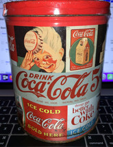 Vintage Coca-Cola Round Metal Tin Can with NEW Sealed 700 Piece Puzzle - £23.64 GBP