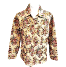 Large Bill Blass Jeans Coat Jacket Brocade Jacquard Button Up Rose Floral - £29.24 GBP