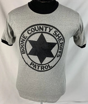 Vintage Screen Stars T Shirt Ringer Tee Sheriffs Patrol Cop Medium USA 80s - £23.48 GBP