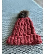 Fox Fur Pompom Ball Cap Knitted Ski Hat Warm Cotton Blend Cuffed Beanie ... - £7.32 GBP