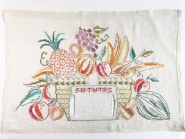 Unusual Vintage Hand Stitched Perpetual Wall Calendar - Fruit Bowl Sampler - £22.42 GBP