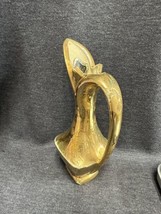 Savoy Brocade Weeping Gold Pitcher Ewer Vase Mid-Century Modern MCM Mottled - $9.90