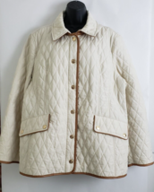 Chico&#39;s Women&#39;s Quilted Mid-Length Jacket Cream Pockets Button Size 3 (U... - $49.45