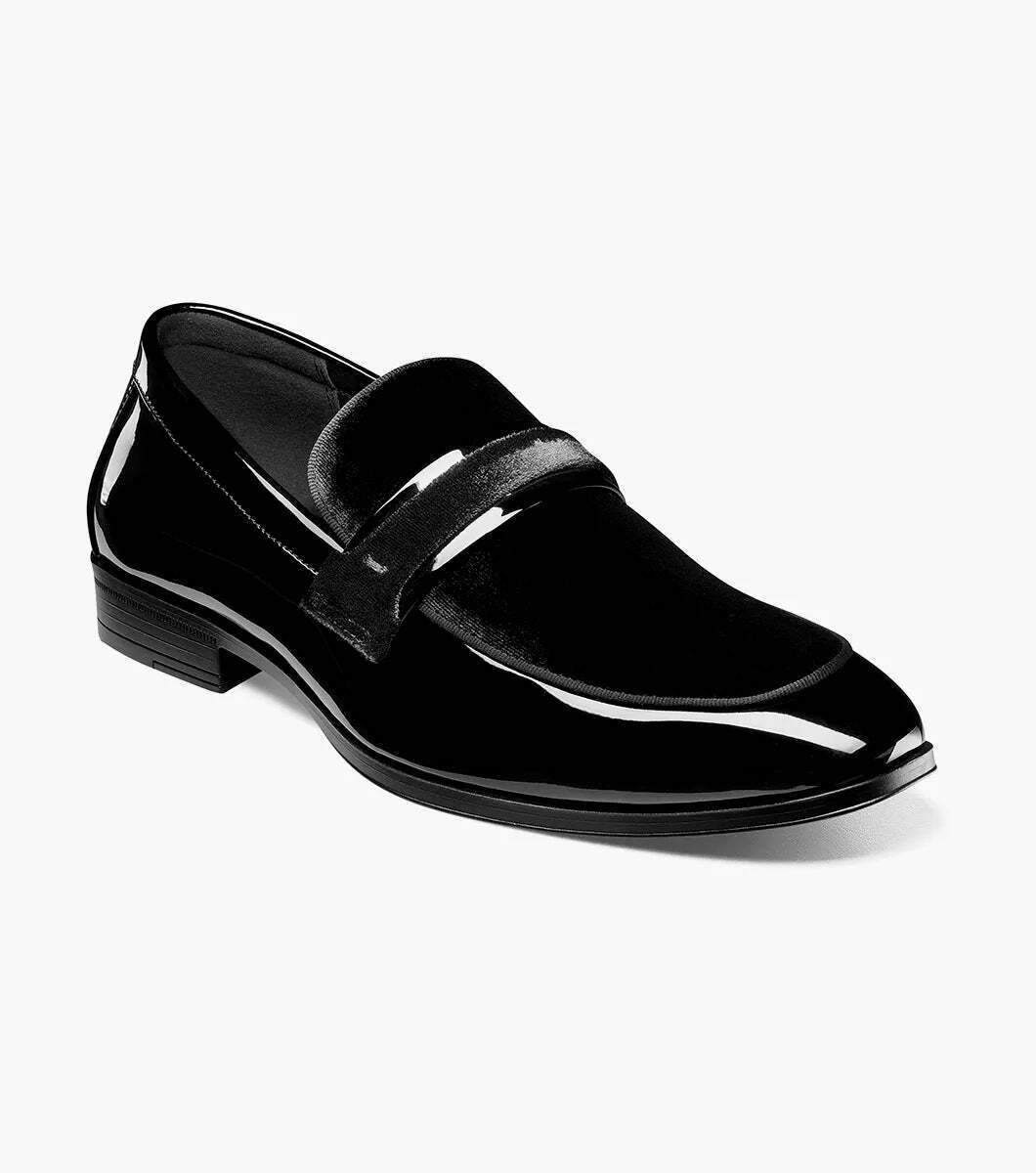 Stacy Adams Spratley Moc Toe Saddle Slip On Dress Shoes Black 25686-001