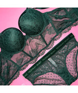 Victoria&#39;s Secret 36C BOMBSHELL CORSET TOP BRA SET L panty EMERALD GREEN... - $108.30 CAD