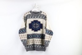 Vtg 90s Streetwear Womens Medium Southwestern Wool Blend Knit Crewneck Sweater - £47.43 GBP