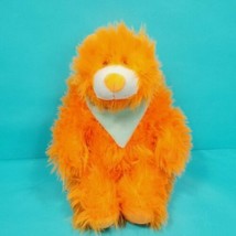 Baby Bear Plush With Blue Bib Orange Halloween Soft Stuffed Animal Furry 10&quot; - £12.73 GBP