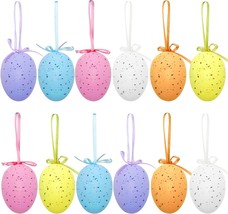 12Pcs Easter Eggs Decorations Hanging Ornaments Colorful for Easter Basket - £14.89 GBP