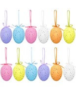 12Pcs Easter Eggs Decorations Hanging Ornaments Colorful for Easter Basket - £14.90 GBP