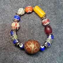 Bracciale vintage in vetro stile veneziano africano con grandi perle in ... - $487.90 MXN