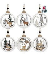 6 Pcs Christmas Wooden Ornaments Christmas Farmhouse Rustic Reindeer Orn... - $35.08