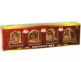 Olive Wood Christmas Tree Decoration - Nativity collection Set 4 Piece Gift Pack - £15.41 GBP