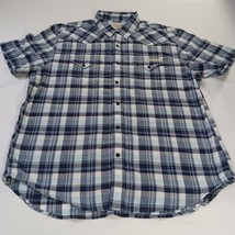 Lucky Brand Sportswear Men's Western Pearl Snap Button Up Blue Plaid Shirt Sz L image 12