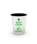 Funny Shot Glass - Keep Calm and Get Lucky - Shamrock Celtic Lettering C... - £13.54 GBP