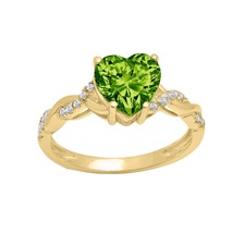 2.20CT Herzförmig Peridot Verdreht Versprechen Verlobungsring 14K Gelbgold Über - $102.02