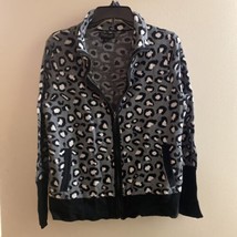 Women’s Juniors Jacket size L Large Gray Black Cheetah Print Rachel Zoe - £7.58 GBP