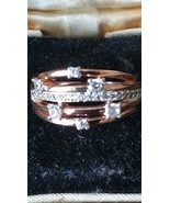 Vintage 1990-s 14 Ct Rolled Gold Zircon Ring Size UK O US 7 - Hallmarked! - €67,81 EUR
