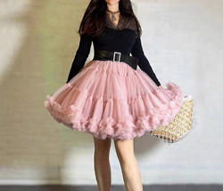A-line BLUSH PINK Ruffle Tulle Tutu Skirt Women Plus Size Holiday Tulle Skirts image 8