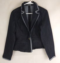 Baccini Women&#39;s Denim Single Button Blazer Jacket Size Medium - $14.54