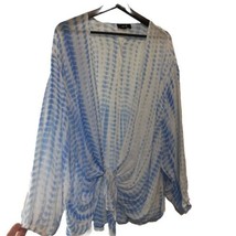 AGB Beach Cover Kimono Top One Size Blue &amp; White  - $14.82