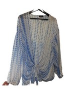 AGB Beach Cover Kimono Top One Size Blue &amp; White  - $20.33 CAD