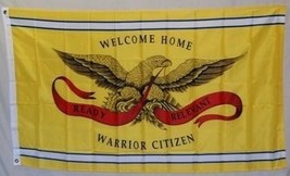 Welcome Home Warrior Citizen Flag 3x5 ft Yellow Troops Military Eagle Ribbon USA - £13.71 GBP