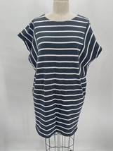 Uniqlo V-Line Dress Sz M Black White Striped Short Sleeve Mini - £16.88 GBP