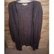 Women's Loft Faux Leather Trim Cardigan Long Large Open-Front Cozy - $10.80