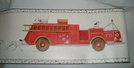 York Fire Engines &amp; Dalmatians On White Wallpaper Border Ty7667b Trucks Prepaste - £11.84 GBP