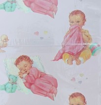Vintage American Greetings Pink Baby Girl Birthday Shower Gift Wrap Pape... - £7.94 GBP