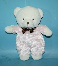 Carters OS Teddy Bear 9&quot; Pink White Plush Baby Brown Eyes Nose Bow Soft Toy 2008 - £13.76 GBP