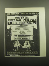 1960 A Thurber Carnival Play Ad - Mail Orders Now Opens Fri. Evg. Feb. 26 - £11.98 GBP