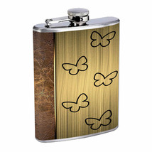 Rustic Butterfly Em2 Flask 8oz Stainless Steel Hip Drinking Whiskey - £11.78 GBP