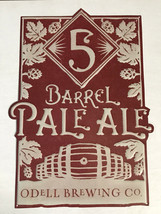 Five Barrel Pale Ale Odell Metal Beer Sign Craft Mancave Colorado Retired Rare - £19.80 GBP