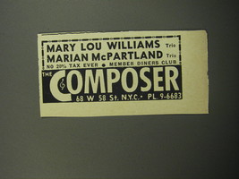 1957 The Composer Club Ad - Mary Lou Williams Trio Marian McPartland Trio - £14.77 GBP