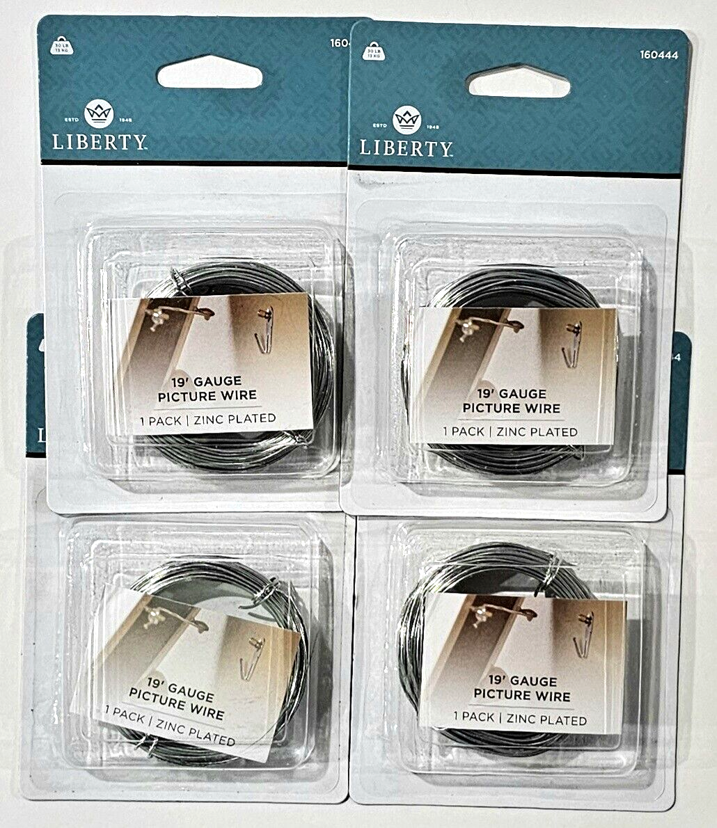 4 Pack Liberty 160444 Picture Wire 19&#39; Gauge Zinc Plated - $25.99