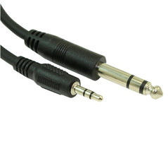 3Ft 1/4Inch Stereo Trs To 3.5Mm Audio/Guitar Male To Male Cable Black - £8.78 GBP