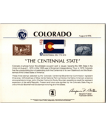 USPS Souvenir Card - COLORADO The Centennial State  August 1,1976 - £2.34 GBP