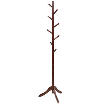 Wooden Coat Rack Stand Entryway Hall Tree 2 Adjustable Height w/ 8 Hooks... - $78.99
