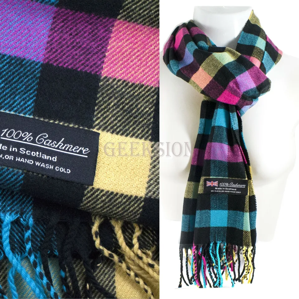 Winter Unisex 100% Cashmere Scarf Plaid, Solid &amp; Striped Wool Designs (18) - $18.99