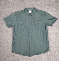 VTG Levis Shirt Men XL Green Short Sleeve Western Button Down Cotton Casual - $21.99